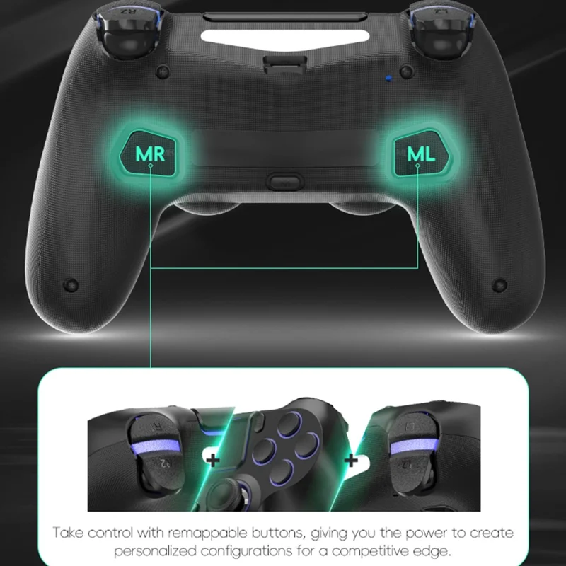 DATA FROG P03 For PS4 / PS4 Slim / Pro / PC Wireless Bluetooth-Compatible Controller 6-Axis Sensor Programmable Gamepad - Grey+White