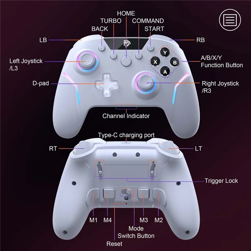 EASYSMX X20 Gaming Controller Bluetooth-Compatible / 2.4G / Wired Programmable Gamepad