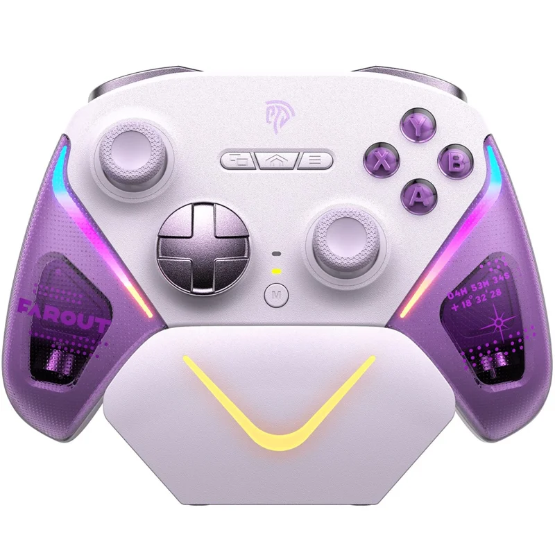 EASYSMX D10 Game Controller TMR Joystick Dual Trigger Bluetooth-Compatible / 2.4G Wireless / Wired Gamepad with Smart Charging Dock - Purple