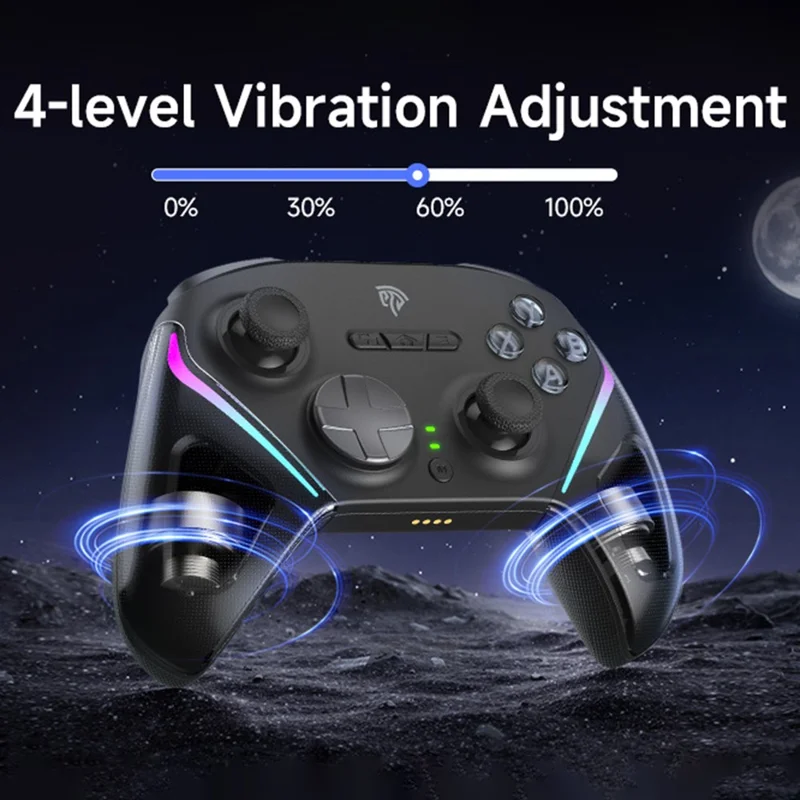 EASYSMX D10 Game Controller TMR Joystick Dual Trigger Bluetooth-Compatible / 2.4G Wireless / Wired Gamepad with Smart Charging Dock - Purple