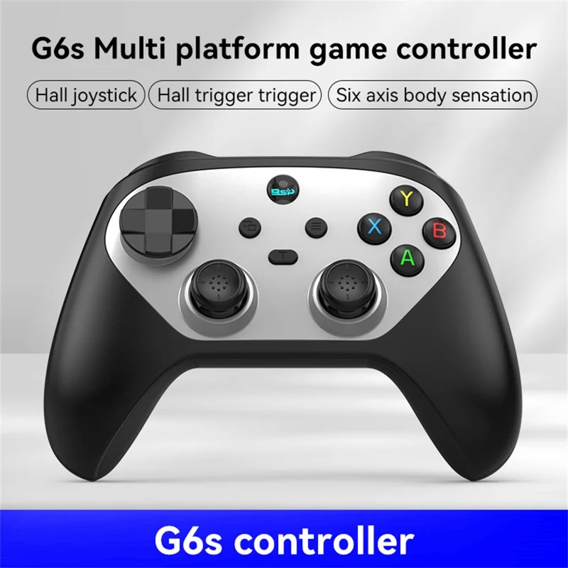 G6S Wireless Gamepad Hall Joystick Trigger Six Axis Body Sensation Bluetooth-compatible Controller for Switch / iOS / Android / PC - Black  /  White