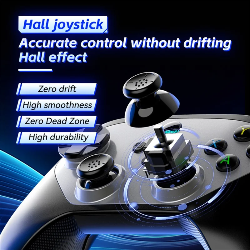 G6S Wireless Gamepad Hall Joystick Trigger Six Axis Body Sensation Bluetooth-compatible Controller for Switch / iOS / Android / PC - Grey