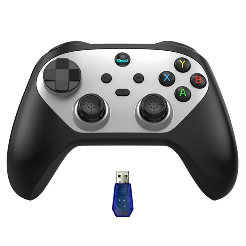 G6S Hall Joystick Trigger Six Axis Body Sensation Bluetooth-compatible Wireless Gamepad for Switch / iOS / Android / PC, with Receiver - Black  /  White