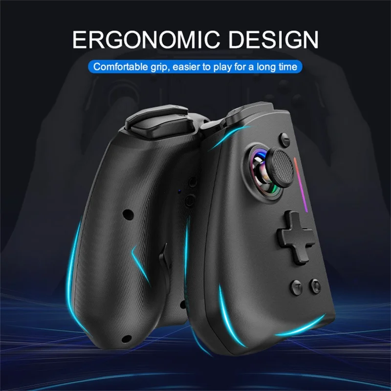 LINYUVO For Nintendo Switch  /  Switch Lite  /  Switch OLED Joy-Con Wireless Controller with RGB Backlit and Turbo Function - White  /  Blue