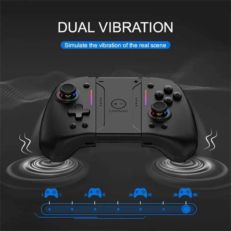 LINYUVO For Nintendo Switch  /  Switch Lite  /  Switch OLED Joy-Con Wireless Controller with RGB Backlit and Turbo Function - White  /  Blue