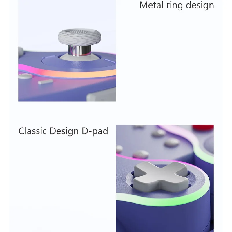 LINYUVO For Nintendo Switch  /  Tablet  /  Android  /  PC Wireless Gaming Controller with Charging Dock Mechanical Buttons - White  /  Pink