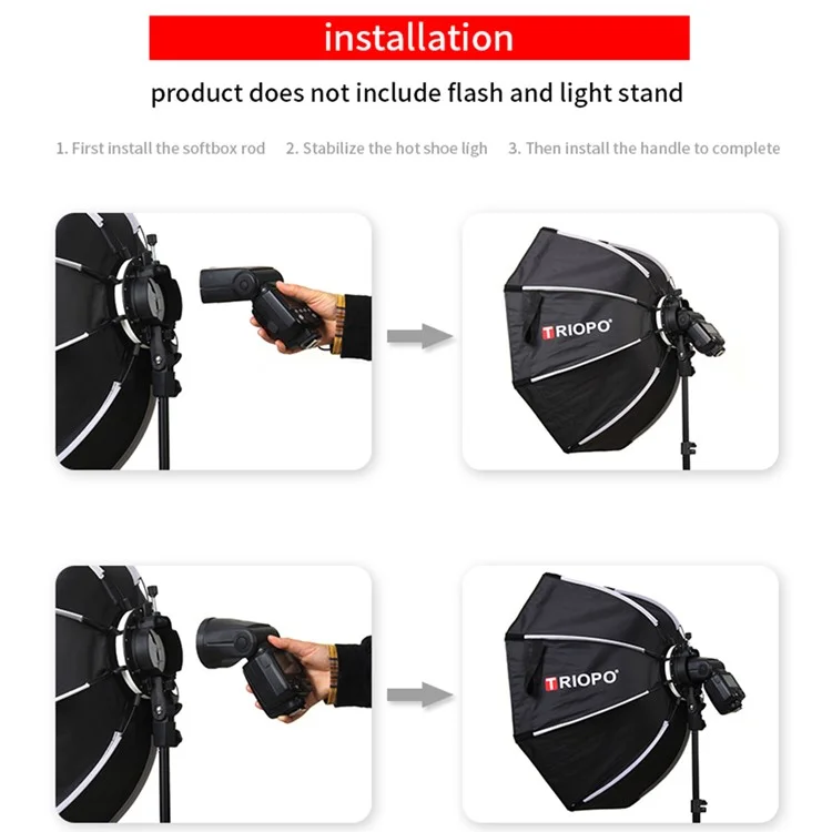 TRIOPO KX65 Hot Shoe Faltbarer Blitzlichtdiffusor Softbox Spotlichtgewebe Foto-Diffusor Soft Light Box