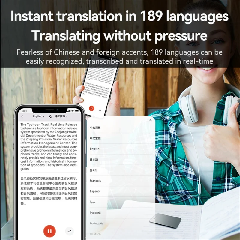 A3 8GB AI Voice Recorder ChatGPT Smart Transcription Real-Time Speech to Text One-Button Recording Device - Blackish Green