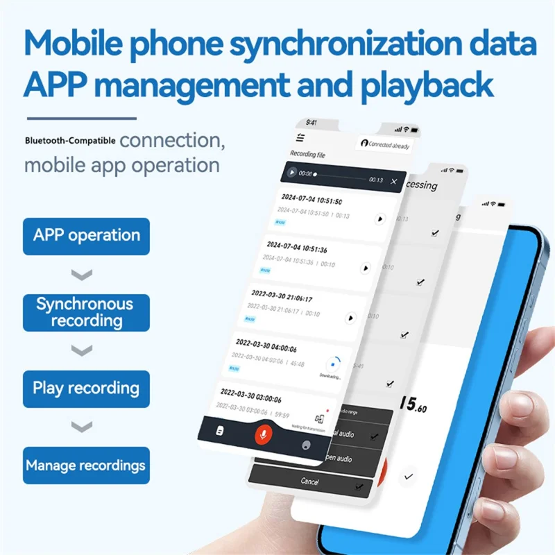 A1A AI Voice Recorder 16GB, Smart Translation Audio Recorder, APP Control Digital Dictaphone for Meetings, Classes, Interviews