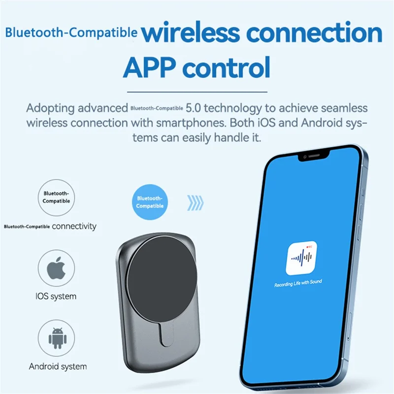 Enregistreur vocal A1A AI 64 Go, enregistreur audio à traduction intelligente, dictaphone numérique avec contrôle d'application pour les réunions, les cours, les entretiens