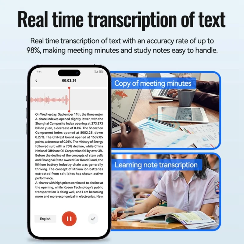 Q90A 32GB AI Voice Recorder ChatGPT Slimme Transcriptie App-gestuurde Audio Opnamepen