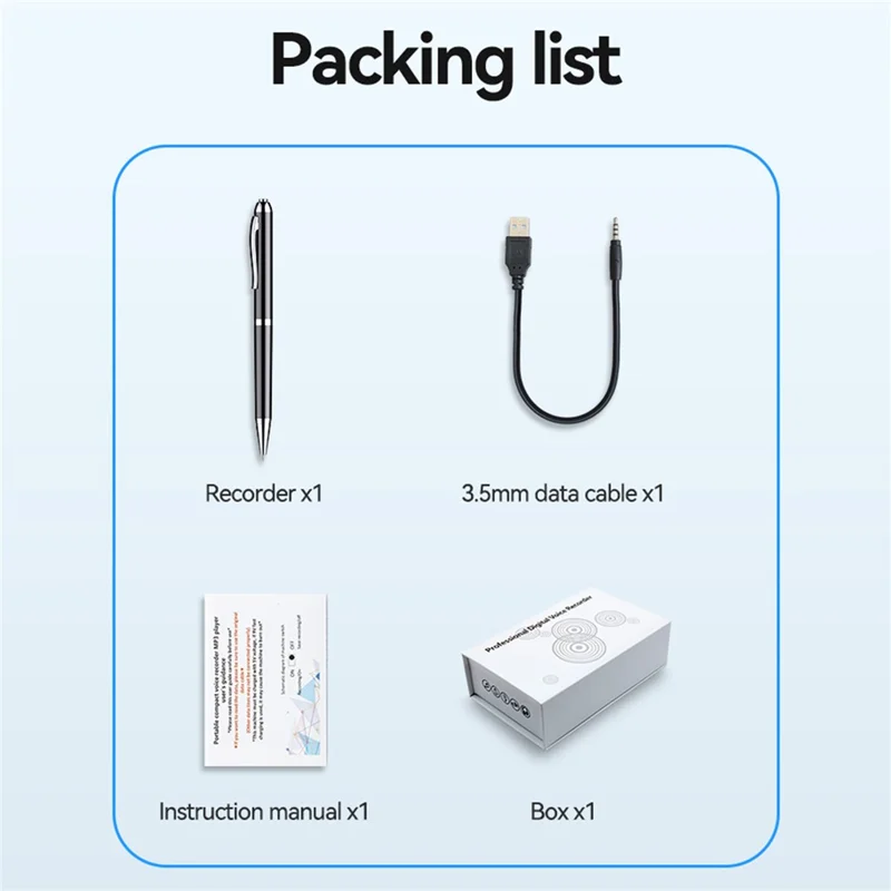 Q90A 64GB AI Voice Recorder ChatGPT Smart Transcription App-Controlled Audio Recording Pen