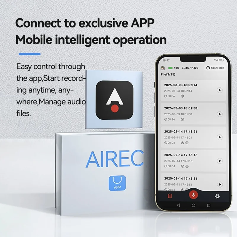 Q90A 64GB AI Voice Recorder ChatGPT Smart Transcription App-Controlled Audio Recording Pen