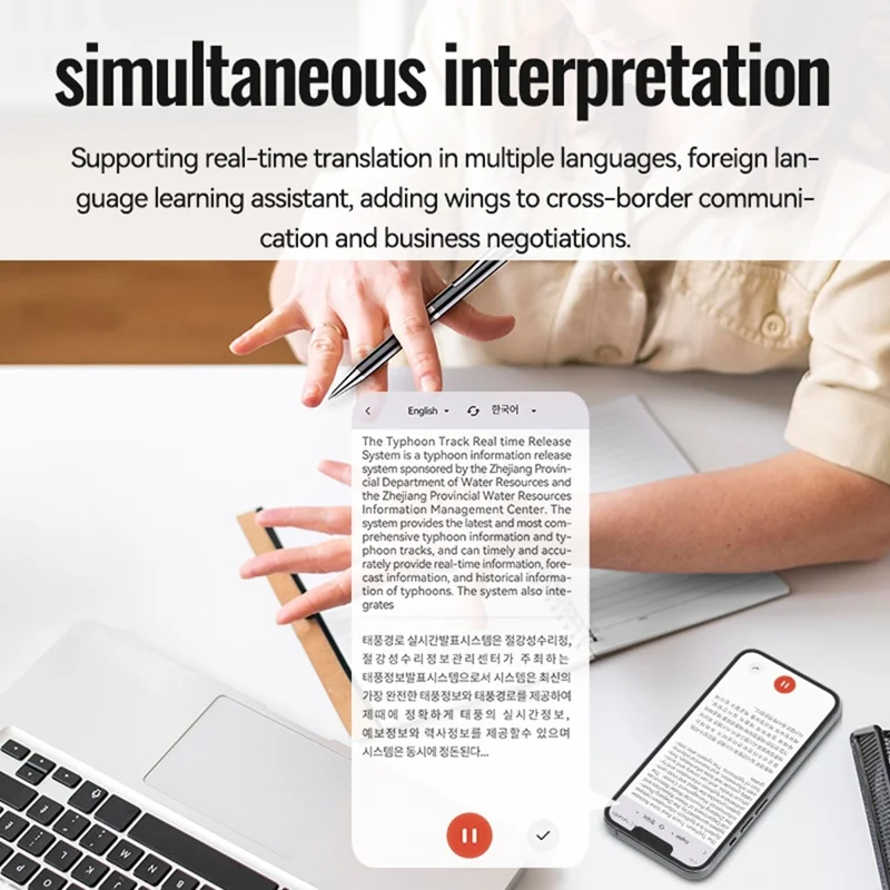 Q90A 64GB AI Voice Recorder ChatGPT Smart Transcription App-Controlled Audio Recording Pen