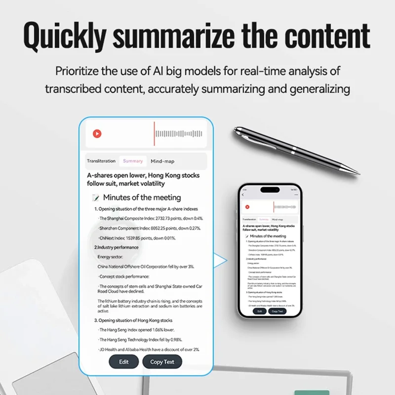 Q90A 128GB AI Voice Recorder ChatGPT Smart Transcription App-Controlled Audio Recording Pen