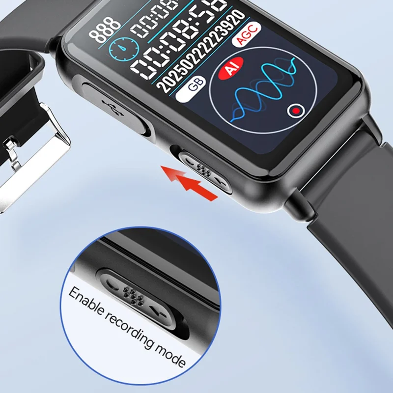 S18A 64GB AI Voice Recorder ChatGPT Smart Transcription App Controlled Recording Watch Translator