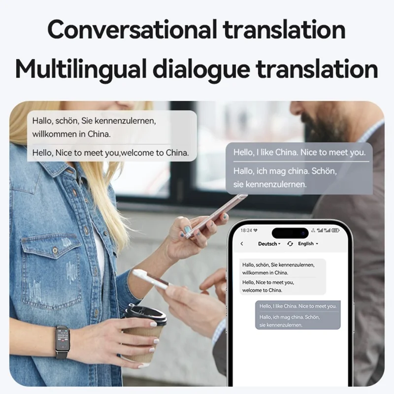 S18A 64GB AI Voice Recorder ChatGPT Smart Transcription App Controlled Recording Watch Translator