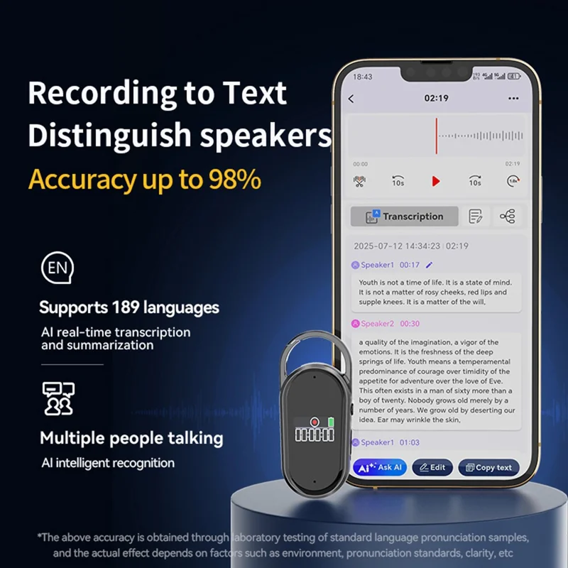 S29A 8GB AI Voice Recorder ChatGPT Intelligent Transcription Translation Recording Pen