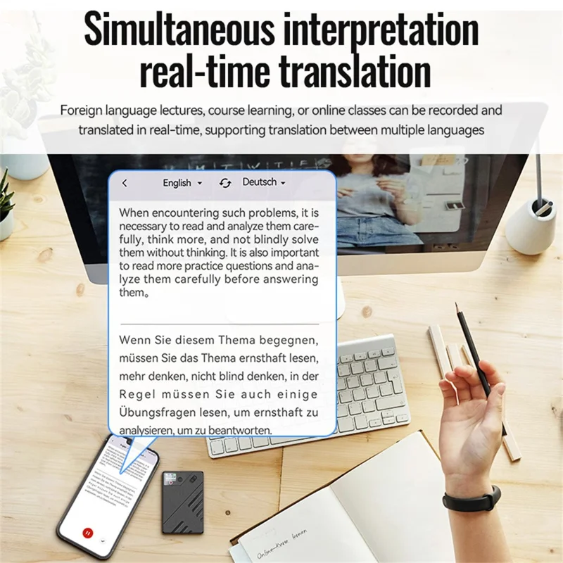 A5 16GB AI Voice Recorder GPT Intelligent Audio Recorder APP Control Real Time Transcription Summary Translation Device