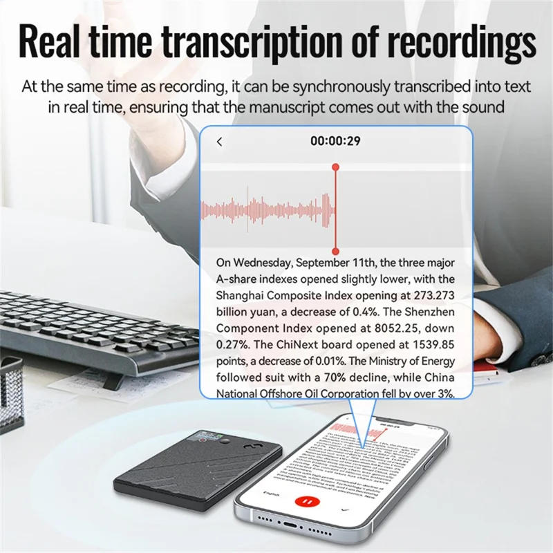 A5 32GB AI Voice Recorder GPT Intelligent Audio Recorder APP Control Real Time Transcription Summary Translation Device
