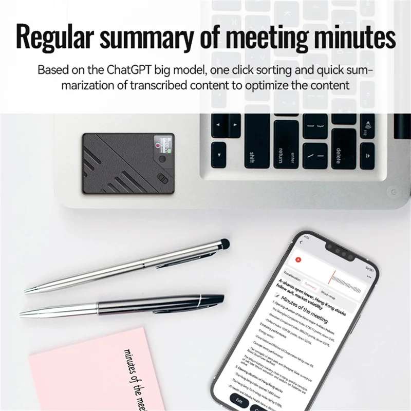 A5 64GB AI Voice Recorder GPT Intelligent Audio Recorder APP Control Real Time Transcription Summary Translation Device