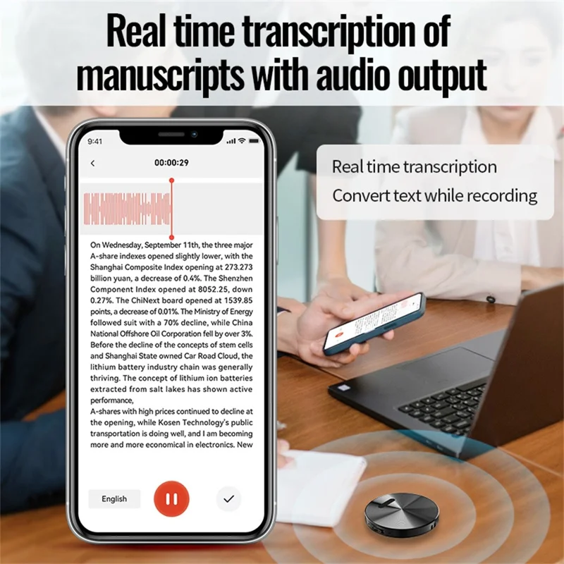 A6 32GB Magnetic Dictaphone App Control AI Voice Recorder ChatGPT Smart Transcription Translator