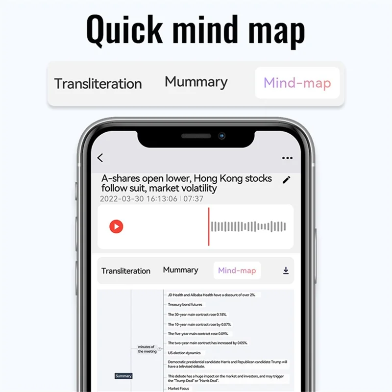 A6 64GB Magnetic Dictaphone App Control AI Voice Recorder ChatGPT Smart Transcription Translator