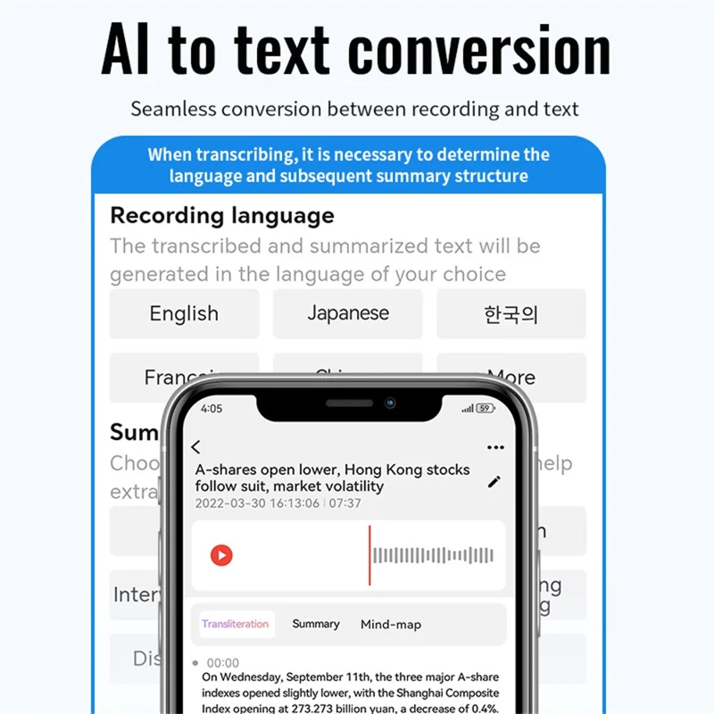 M29A 8GB AI Voice Recorder ChatGPT Smart Transcription Translation Sound Recorder APP Control