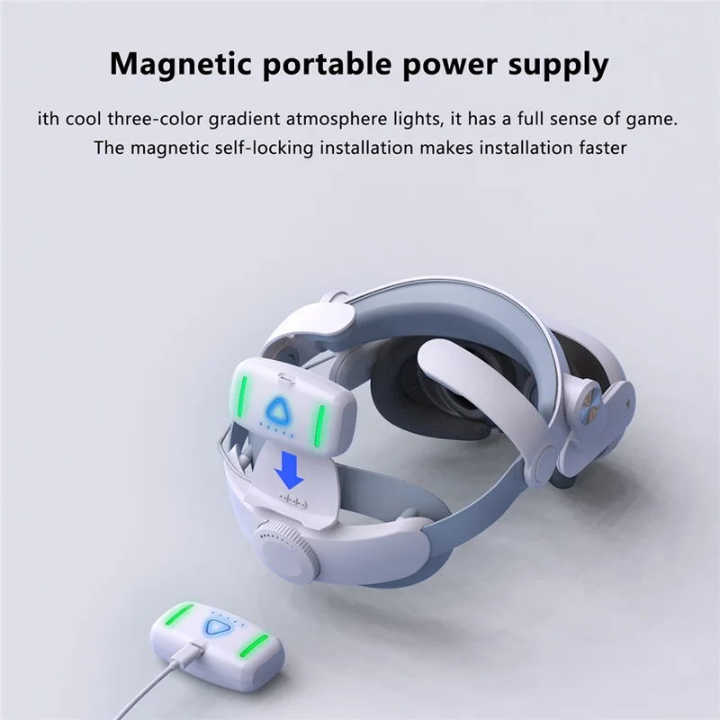 T302POWER For Meta Quest 3 / Quest 3S Headband VR Headset Accessory Head Strap with Ambient Lighting 5000mAh Battery