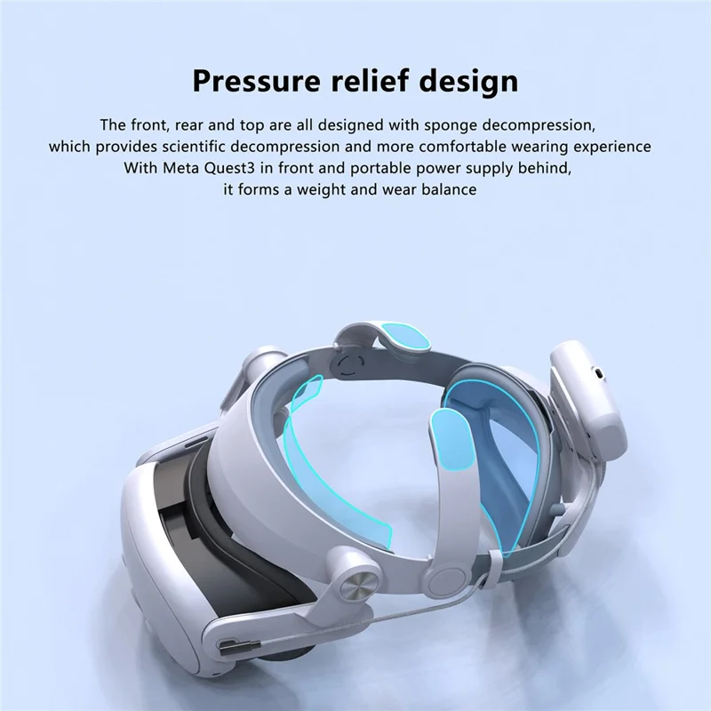 T302POWER For Meta Quest 3 / Quest 3S Headband VR Headset Accessory Head Strap with Ambient Lighting 5000mAh Battery
