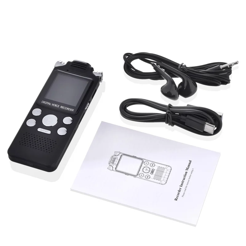 Enregistreur vocal à réduction de bruit 8822 8 Go avec écran TFT 1,44 pouce et lecteur MP3 avec deux têtes de microphone