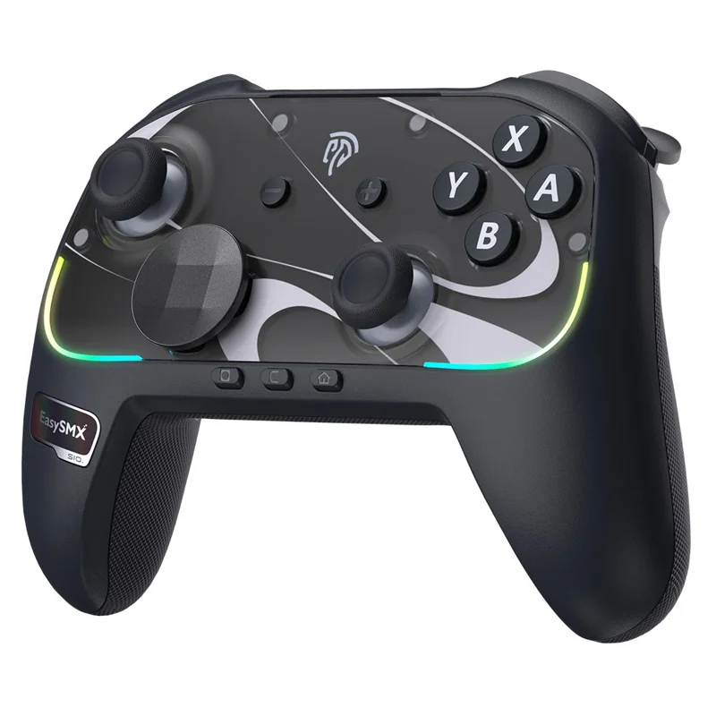 EASYSMX S10 Game Controller for Nintendo Switch 2 / 1 / Android / iOS One Key Wake Up Gamepad with RGB Light - Black