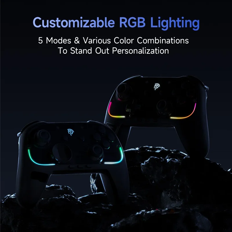 EASYSMX S10 Game Controller for Nintendo Switch 2 / 1 / Android / iOS One Key Wake Up Gamepad with RGB Light - Black