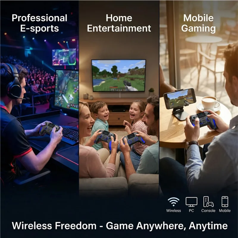 CM-620 Para PS4 / iOS / Switch Comando Sem Fios com Ecrã de 1,47 polegadas Comando de Jogo com Duplo Comando Analógico - Preto / Azul