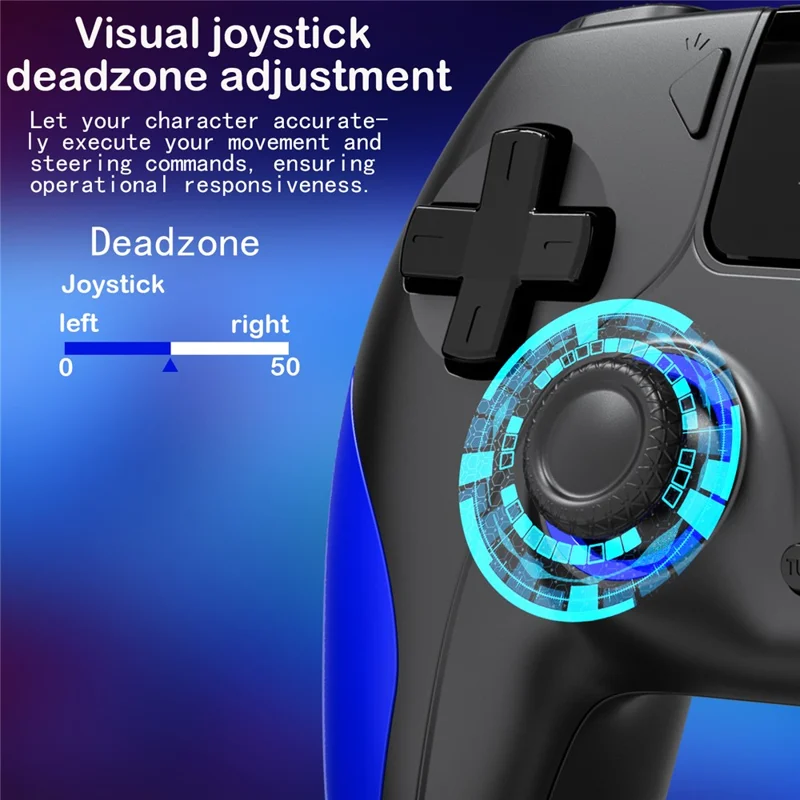 CM-620 Para PS4 / iOS / Switch Comando Sem Fios com Ecrã de 1,47 polegadas Comando de Jogo com Duplo Comando Analógico - Preto / Azul