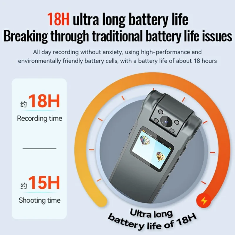 V28 HD Rejestrator głosu z redukcją szumów, urządzenie do nagrywania w jakości 1920P z obrotowym obiektywem 180°