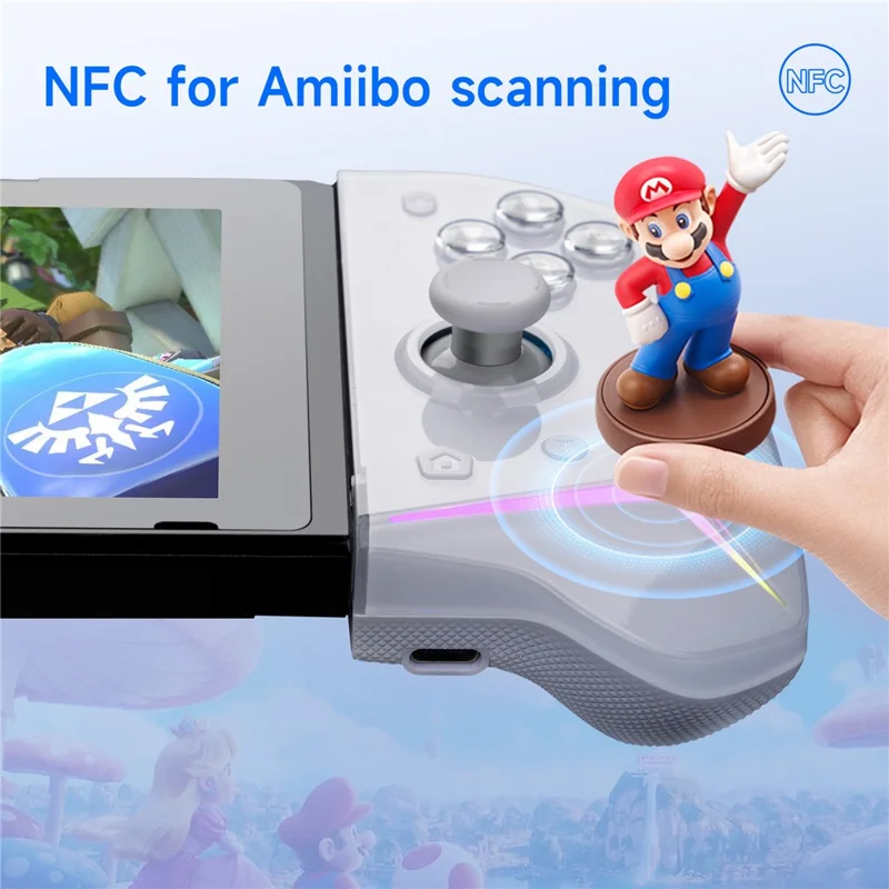 EASYSMX S15 Wireless Split Gamepad per Nintendo Switch / Switch OLED / Switch Lite Controller da Gioco con Illuminazione RGB e Stick Analogici a Effetto Hall