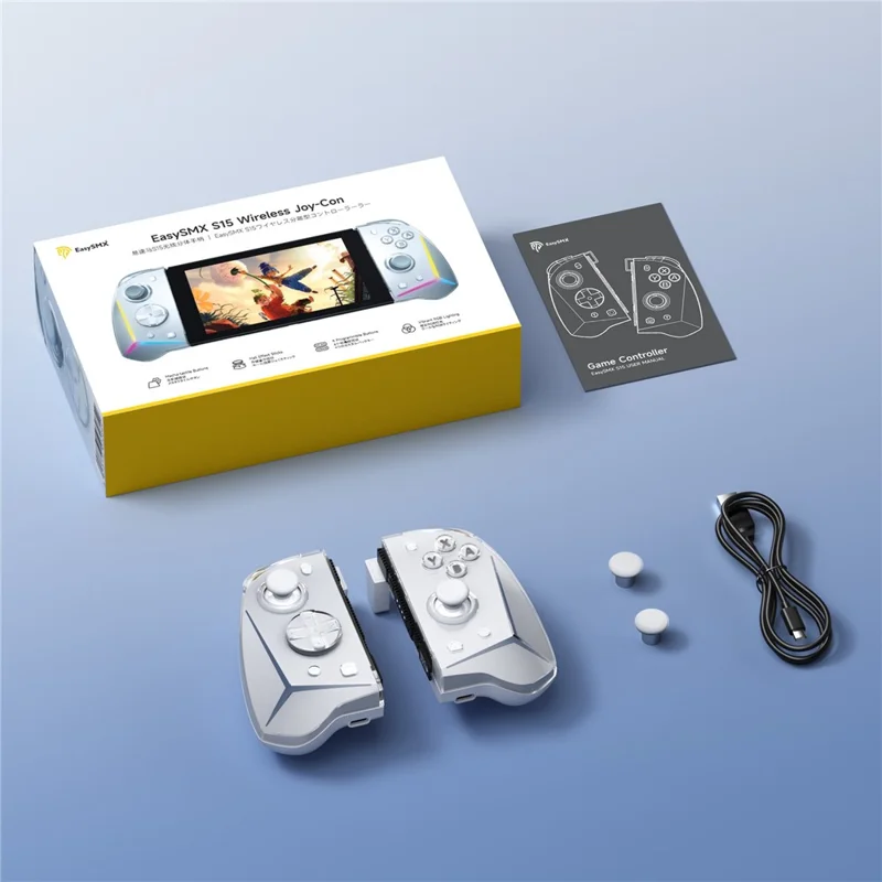 EASYSMX S15 Wireless Split Gamepad per Nintendo Switch / Switch OLED / Switch Lite Controller da Gioco con Illuminazione RGB e Stick Analogici a Effetto Hall