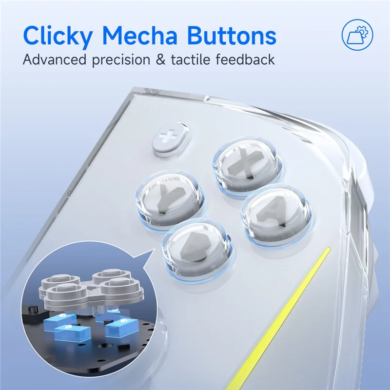 EASYSMX S15 Wireless Split Gamepad per Nintendo Switch / Switch OLED / Switch Lite Controller da Gioco con Illuminazione RGB e Stick Analogici a Effetto Hall