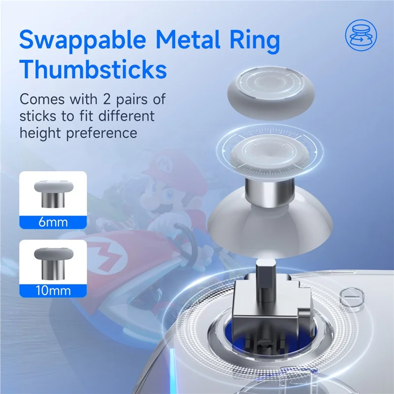 EASYSMX S15 Wireless Split Gamepad per Nintendo Switch / Switch OLED / Switch Lite Controller da Gioco con Illuminazione RGB e Stick Analogici a Effetto Hall