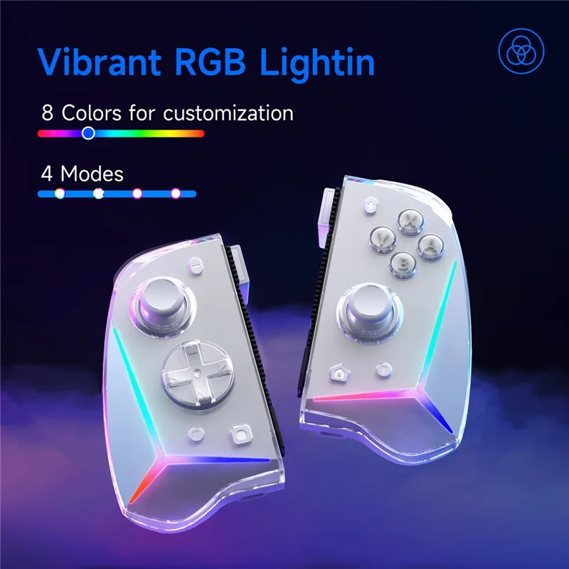 EASYSMX S15 Wireless Split Gamepad per Nintendo Switch / Switch OLED / Switch Lite Controller da Gioco con Illuminazione RGB e Stick Analogici a Effetto Hall