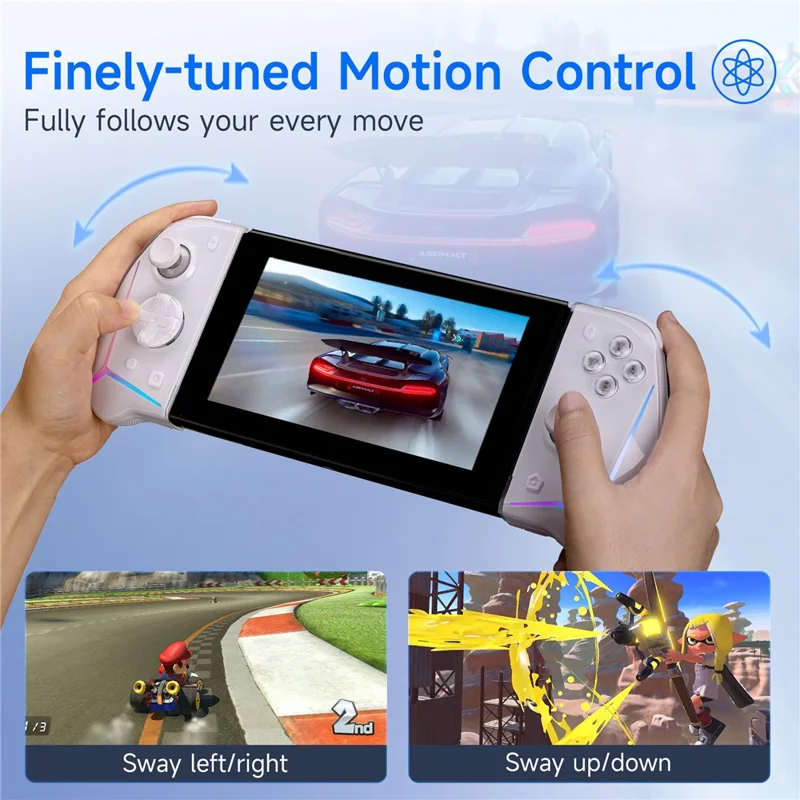 EASYSMX S15 Wireless Split Gamepad per Nintendo Switch / Switch OLED / Switch Lite Controller da Gioco con Illuminazione RGB e Stick Analogici a Effetto Hall