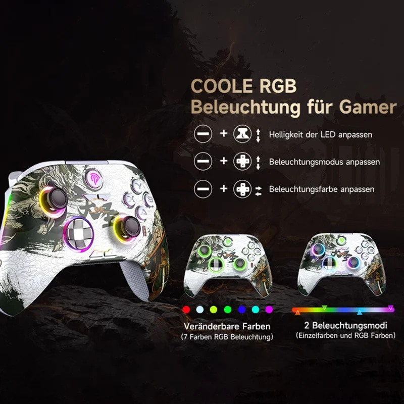 EASYSMX X15 RGB Lighting Hall Effect Joystick Wireless Controller 2.4G  /  Bluetooth-compatible  /  Wired Triple Mode Gamepad