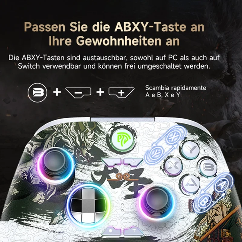 EASYSMX X15 RGB Lighting Hall Effect Joystick Wireless Controller 2.4G  /  Bluetooth-compatible  /  Wired Triple Mode Gamepad