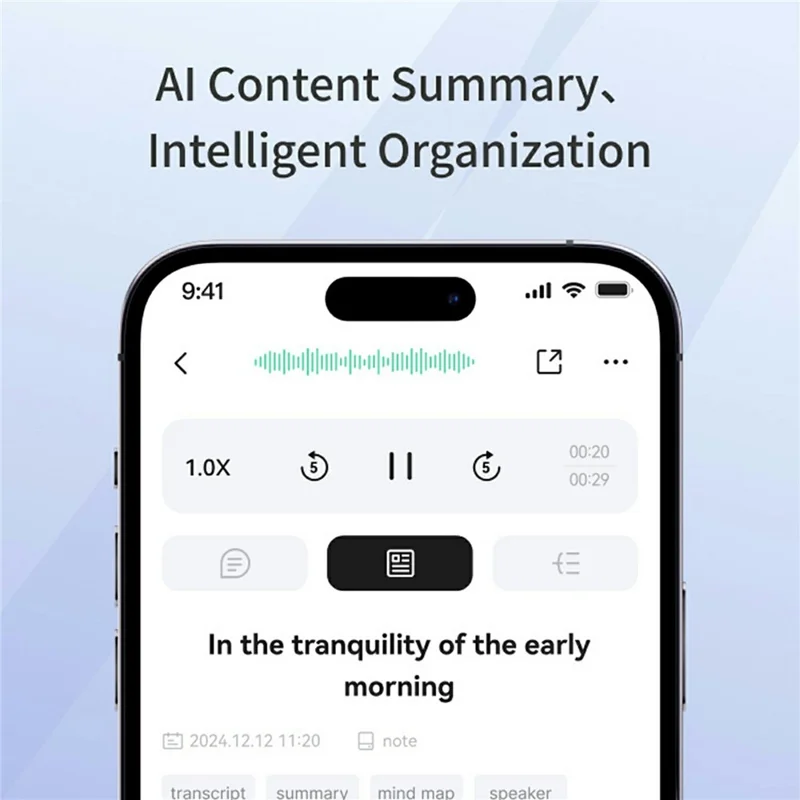 AI7 Ultra Thin Smart Recording Card 64GB AI Voice to Text Real Time Transcription For Meeting Conference - Grey