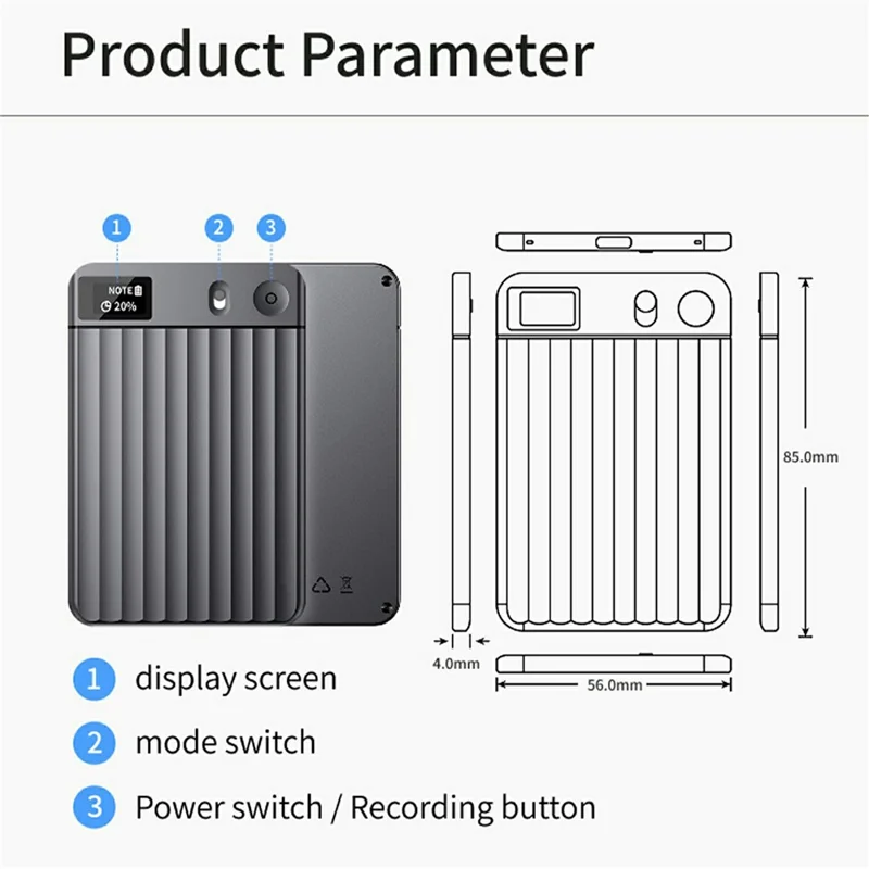 AI7 Ultra Thin Smart Recording Card 64GB AI Voice to Text Real Time Transcription For Meeting Conference - Grey