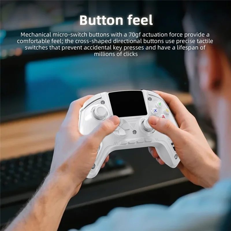 RG G01 Smart Game Controller with Heart Rate Sensor 2.5D HD IPS Screen Gamepad for PC / Steam / Linux / Nintendo Switch / Android / iOS - White