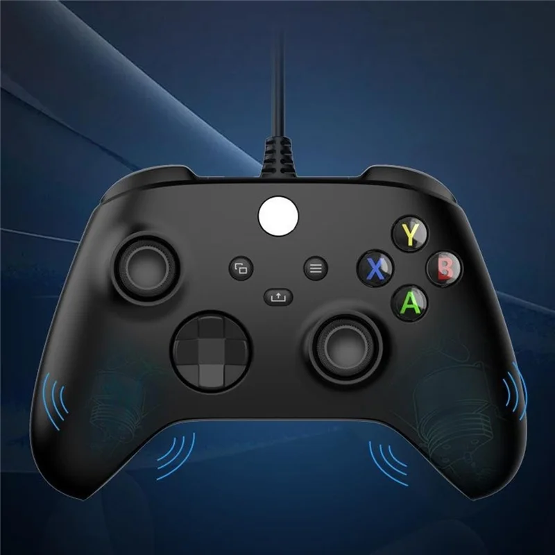 WT005 Manette Filaire pour Xbox One / Manette de Jeu PC avec Jack Casque 3,5 mm - Noir
