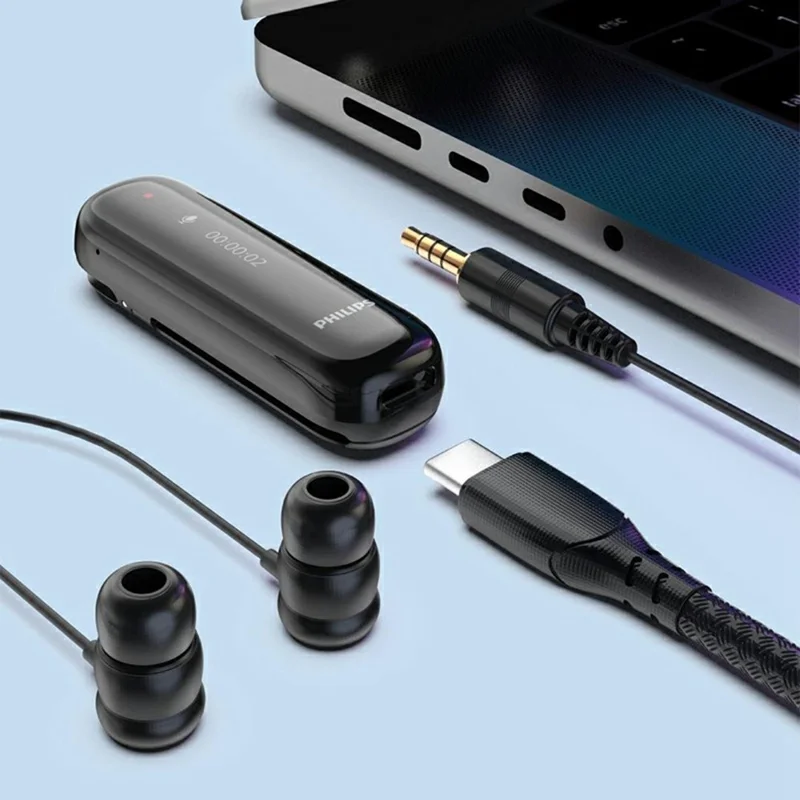 PHILIPS VTR5170 32GB Voice Recorder HD Noise Cancelling Audio Digital Recording Device for Meeting - Black