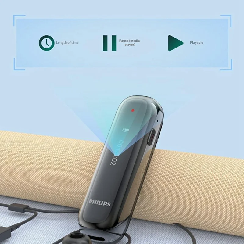 PHILIPS VTR5170 32GB Voice Recorder HD Noise Cancelling Audio Digital Recording Device for Meeting - Black
